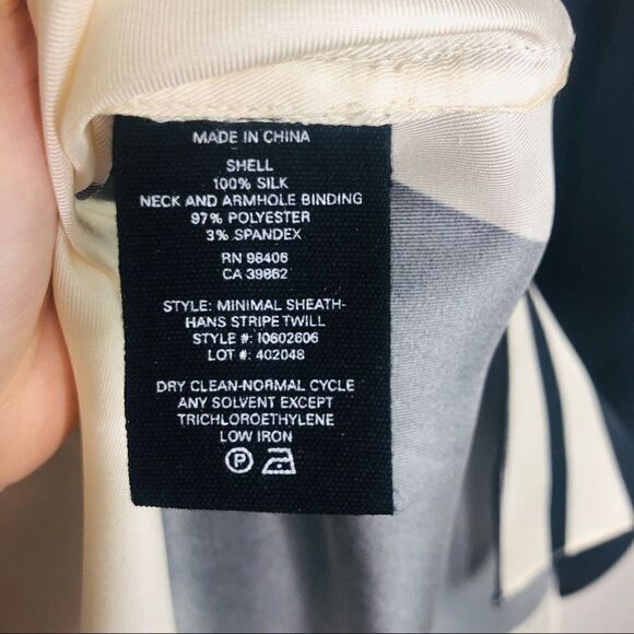 NWT Theory Minimal Sheath‎ Modern Striped Dress Silk S Small Geometrical B & W - Picture 6 of 7